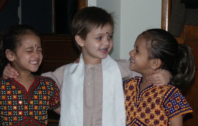 My three kids all in Indian style dress.